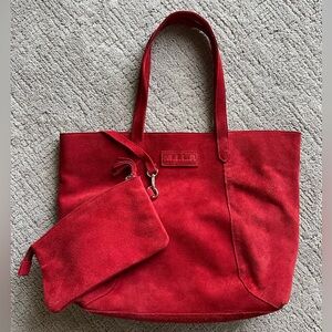 M.I.L.A Red Suede Shoulder Tote